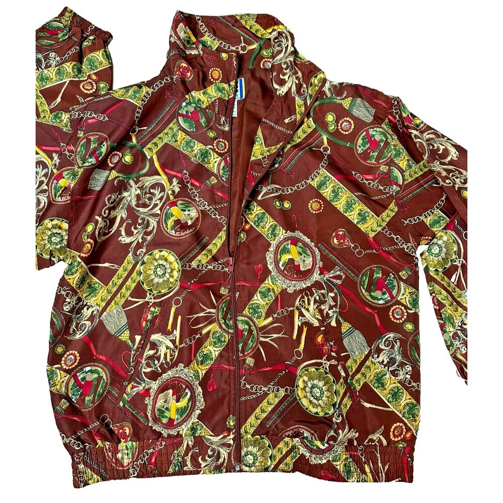 Vintage EVR Zip Jacket Maximal Windbreaker Retro 80s Grandmacore Print M